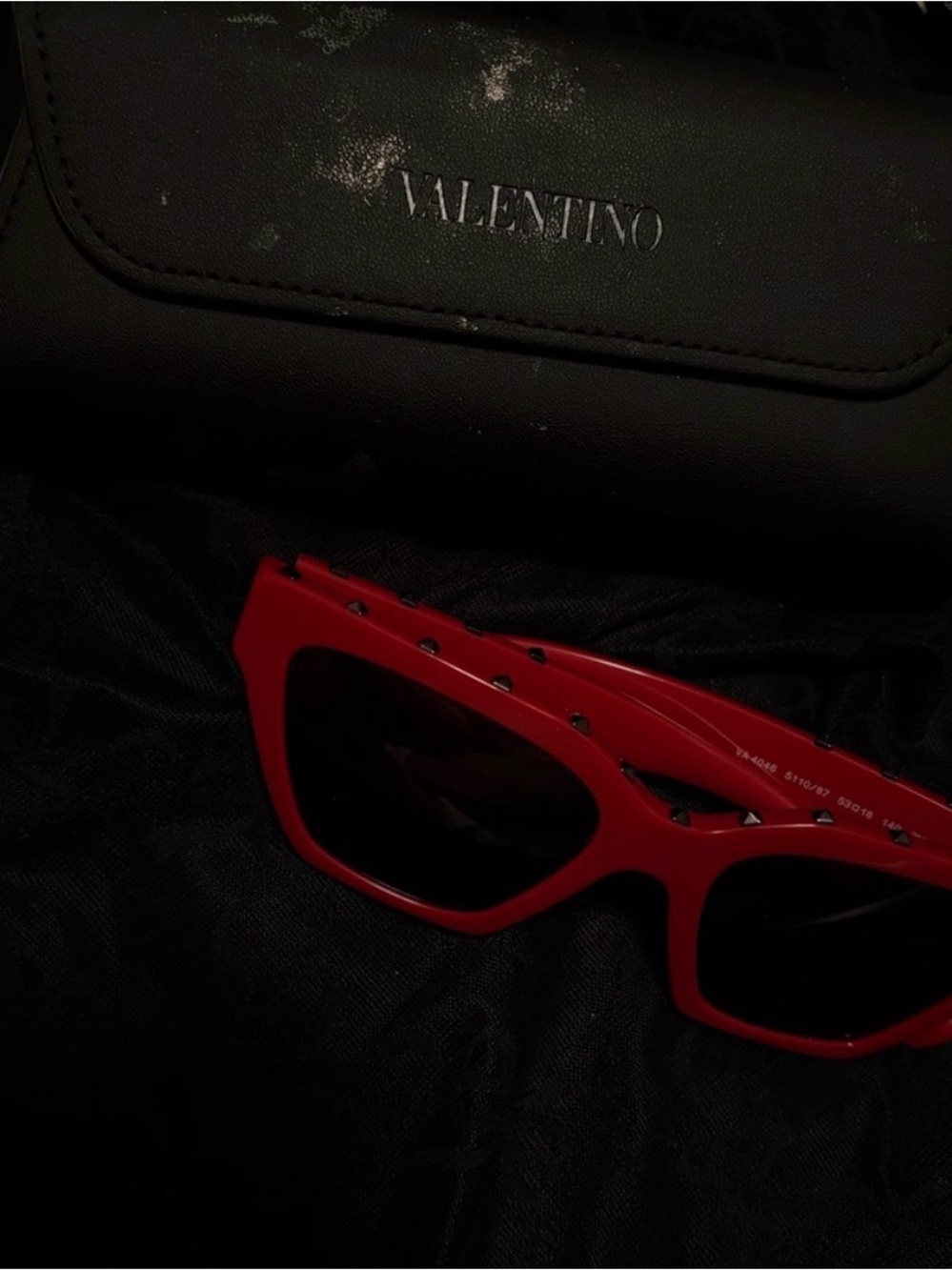 Valentino Red Studded Cat-Eye Sunglasses